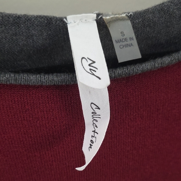 NY Collection Red and Gray Sheath Dress with Raglan Sleeves - Picture 2 of 5